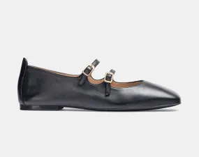 UNISA Black  Leather Mary Jane  Ballet Flat Shoe