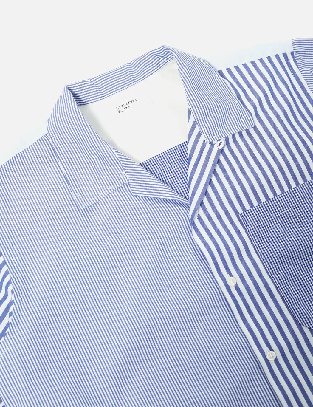 Universal Works Camp Short Sleeve Shirt - Blue Stripe