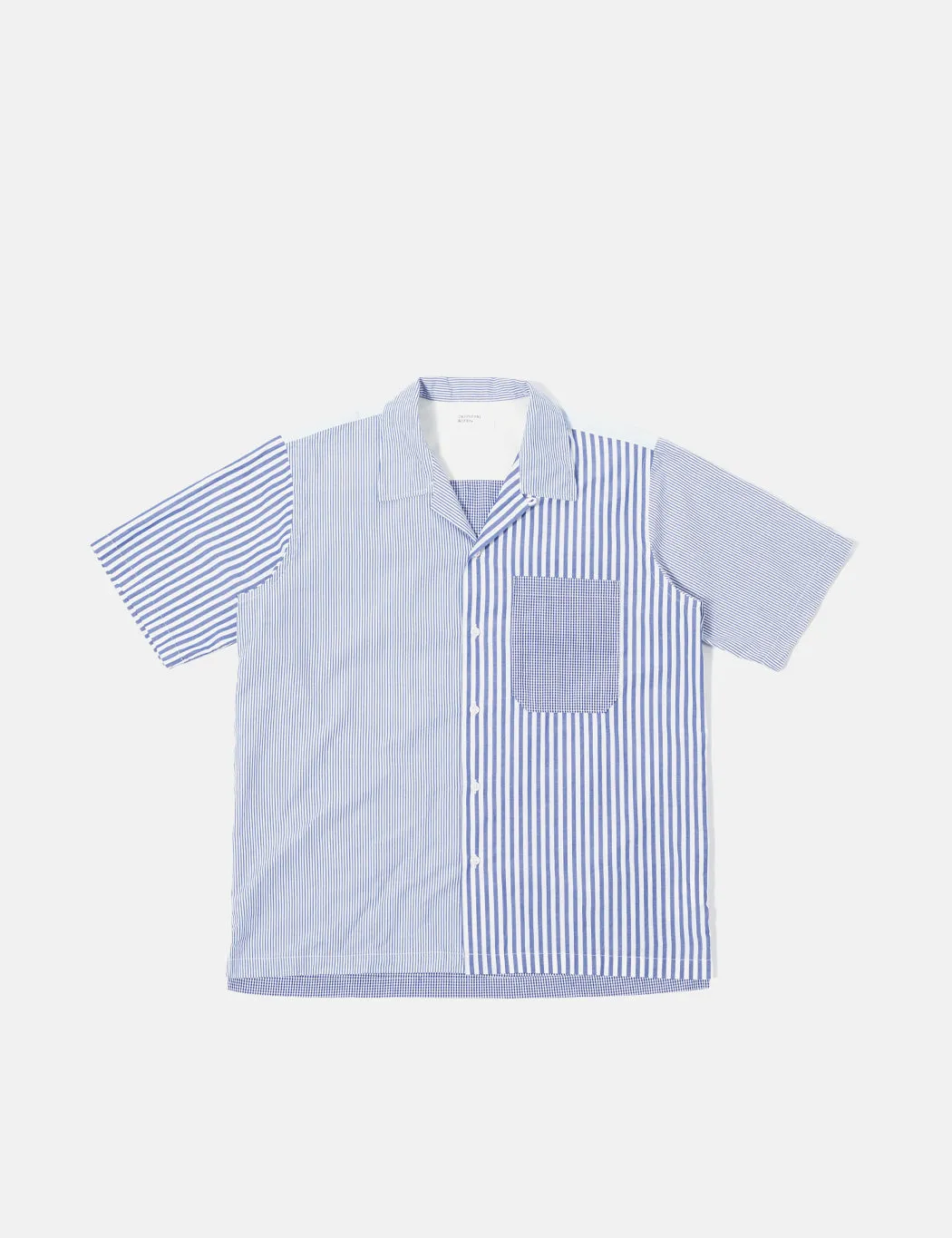 Universal Works Camp Short Sleeve Shirt - Blue Stripe