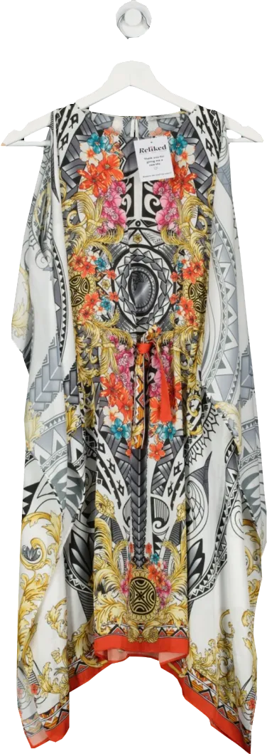 VERSACE COLLECTION White Barqoue Print Tie Waist Cover Up Dress UK 6