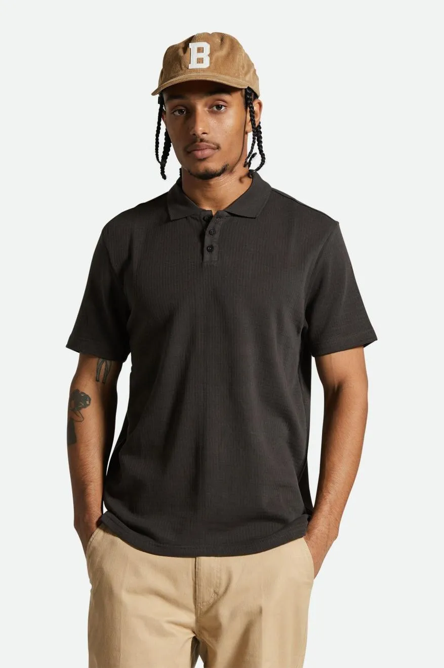 Waffle S/S Polo - Washed Black