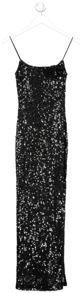 White Fox Black Sequin Maxi Dress UK XS