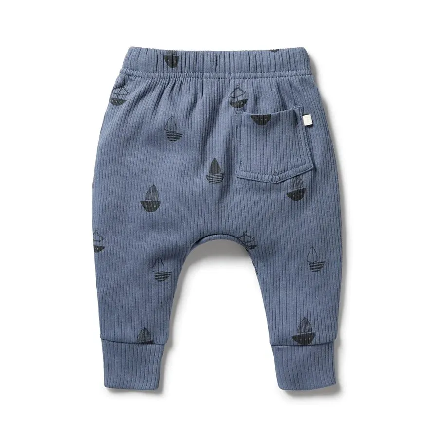 Wilson & Frenchy - Organic Ribbed Slouch Pants with Billie Boats Print