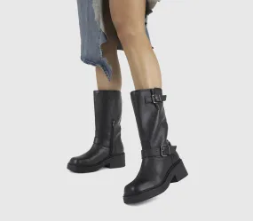 Womens Bronx Daff Biker Knee High Boots Black