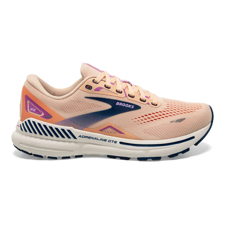 Women's Brooks Adrenaline GTS 23, Apricot/Estate Blue/Orchid, 6.5 B Medium